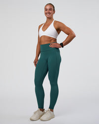 Woman wearing Fusion Ultra High-Rise Full Length Legging Pockets - Transformative Teal | Model:Sav | Size:S | Thumbnail Index: 4