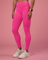 Woman wearing Fusion Ultra High-Rise Full Length Legging Pockets - Ultra Pink | Model:Hannah | Size:S | Thumbnail Index: 9