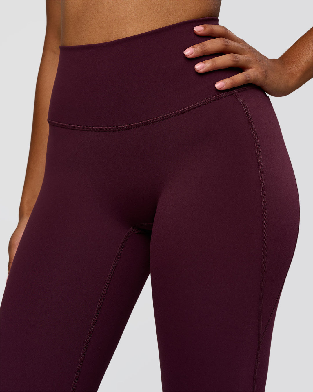 Woman wearing Fusion V-Contour High-Rise Flared Legging Pockets - Cherry Lacquer | Model:Jordan | Size:S - view 7