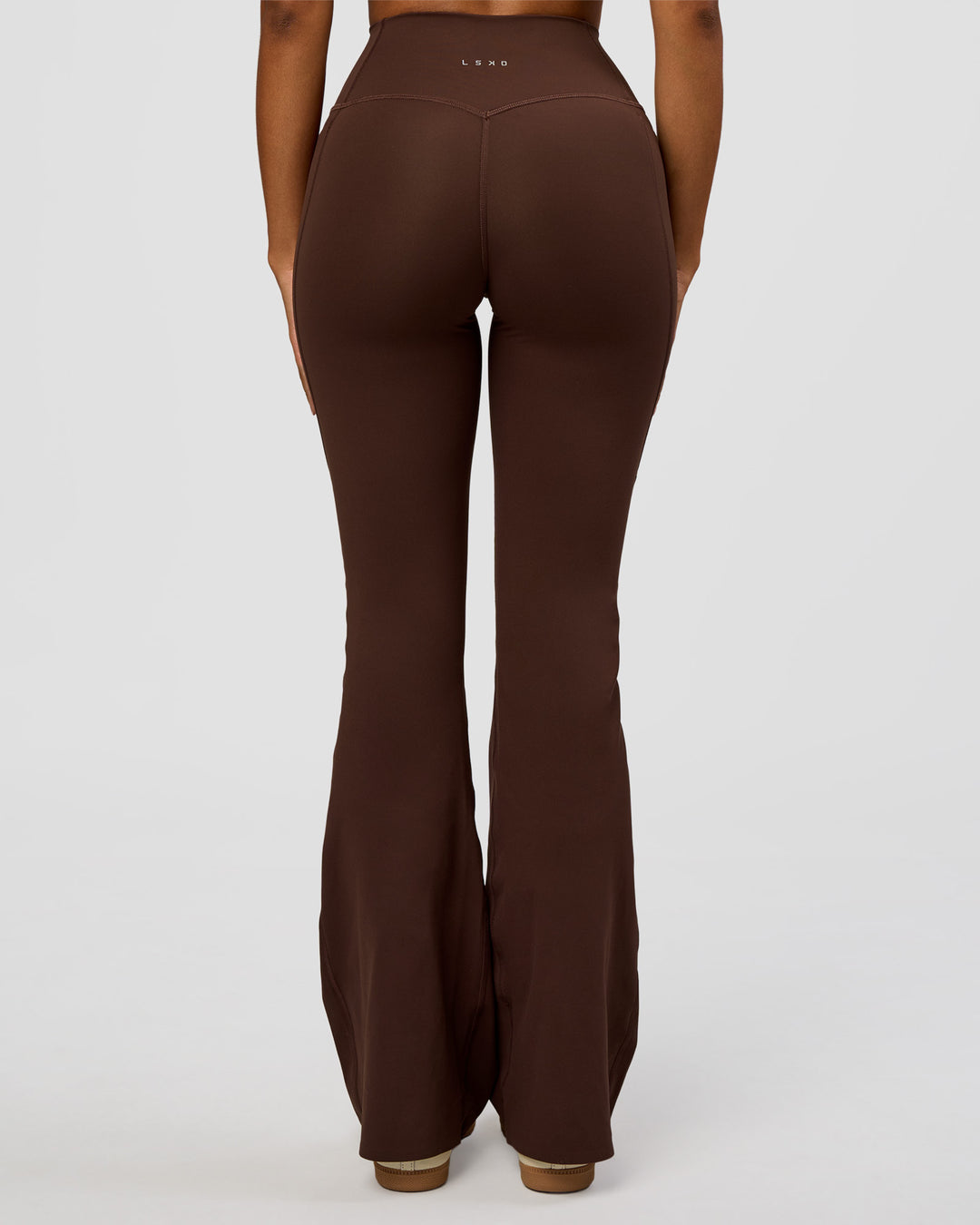Fusion V-Contour High-Rise Flared Legging Pockets - Hot Chocolate - view 3