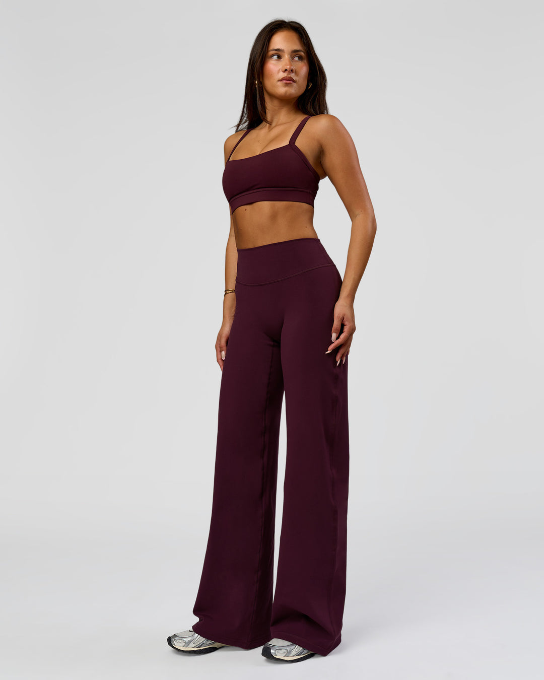 Woman wearing Fusion V-Contour High-Rise Pant - Cherry Lacquer | Model:Bianca | Size:S - view 9