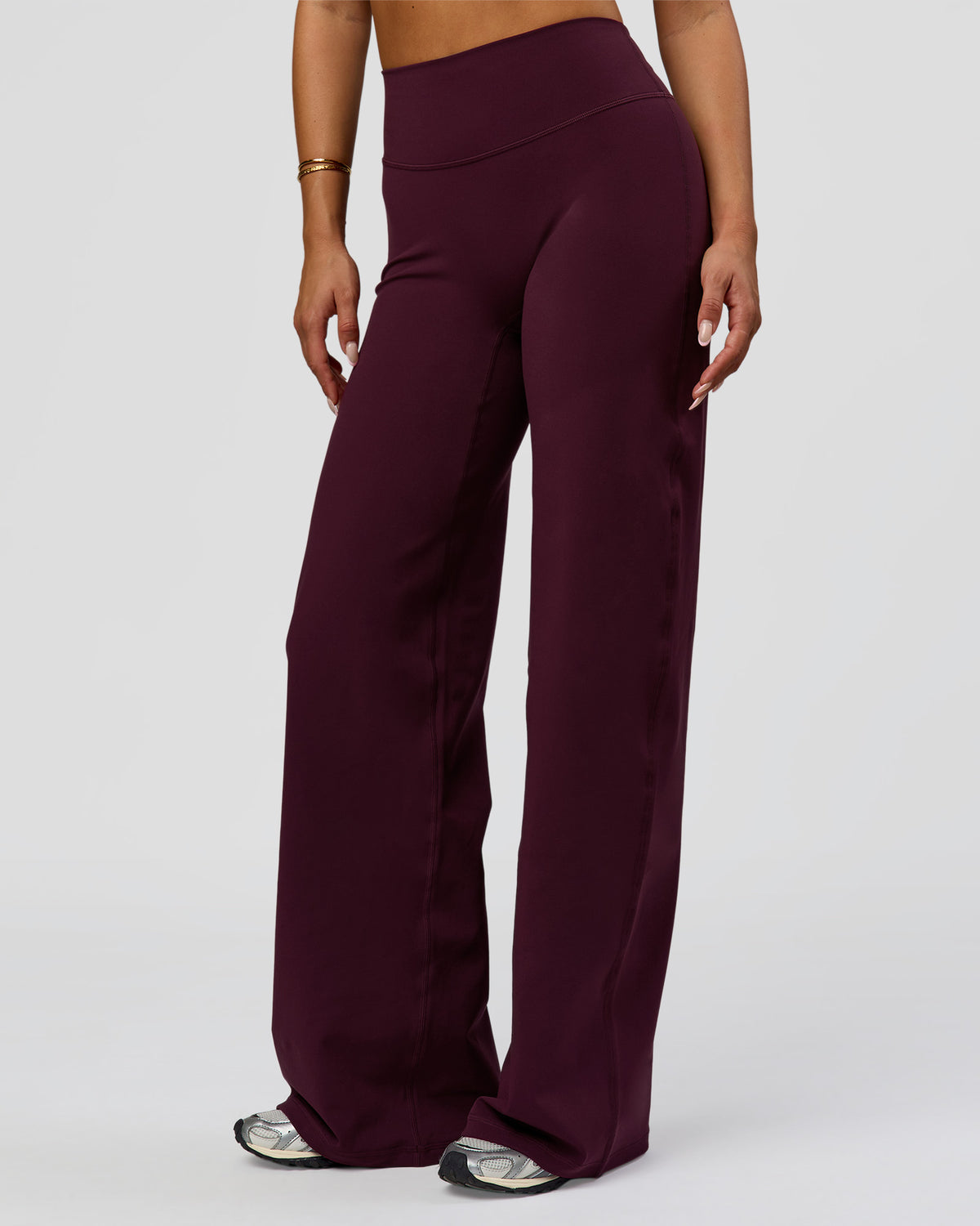 Woman wearing Fusion V-Contour High-Rise Pant - Cherry Lacquer | Model:Bianca | Size:S