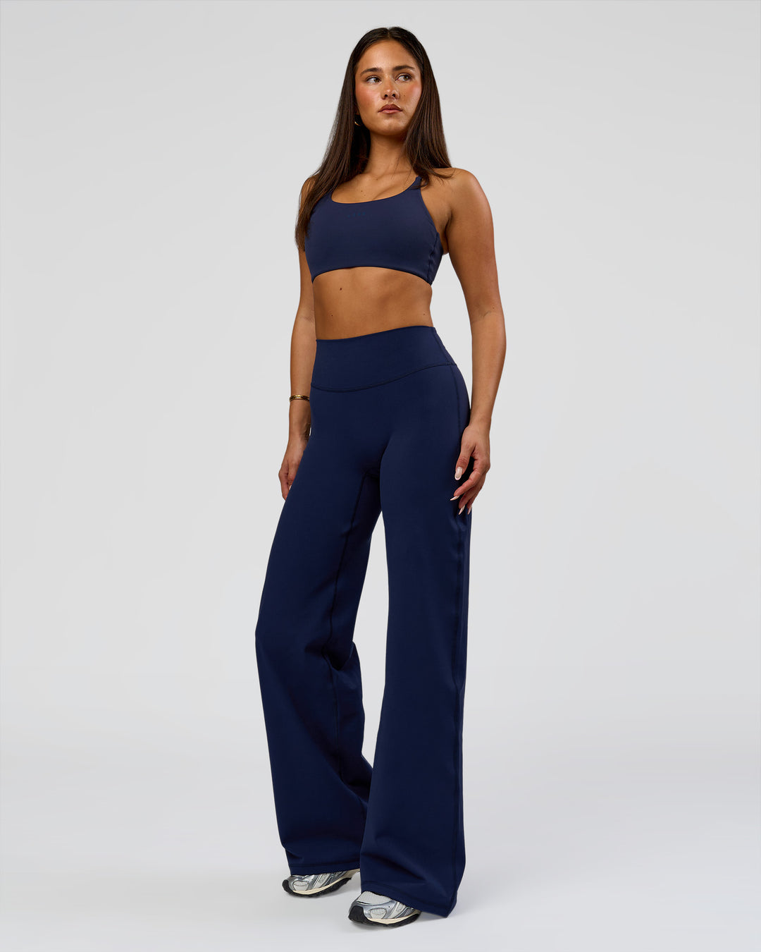 Woman wearing Fusion V-Contour High-Rise Pant - Future Navy | Model:Bianca | Size:S - view 5