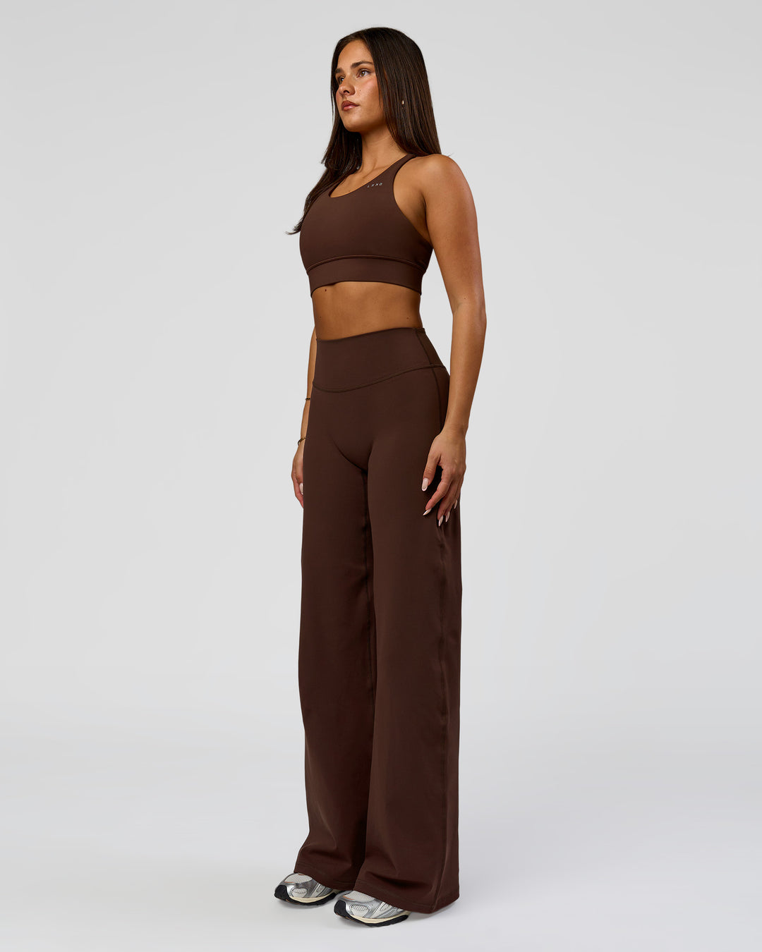 Woman wearing Fusion V-Contour High-Rise Pant - Hot Chocolate | Model:Bianca | Size:S - view 6