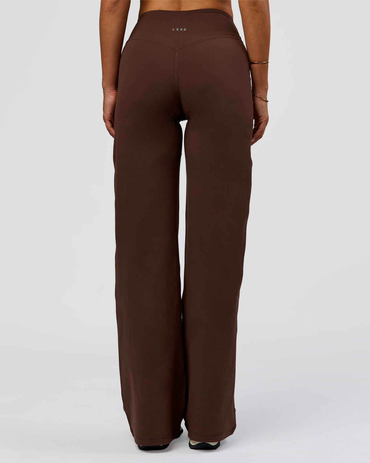 Woman wearing Fusion V-Contour High-Rise Pant - Hot Chocolate | Model:Bianca | Size:S