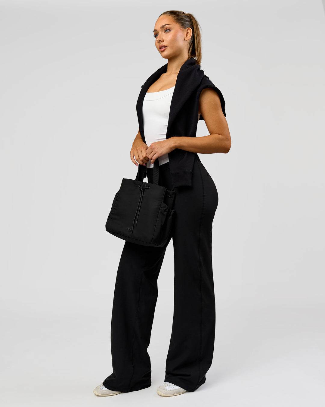 Woman wearing Fusion V-Contour High-Rise Tall Pant - Black | Model:Claire | Size:S - view 5
