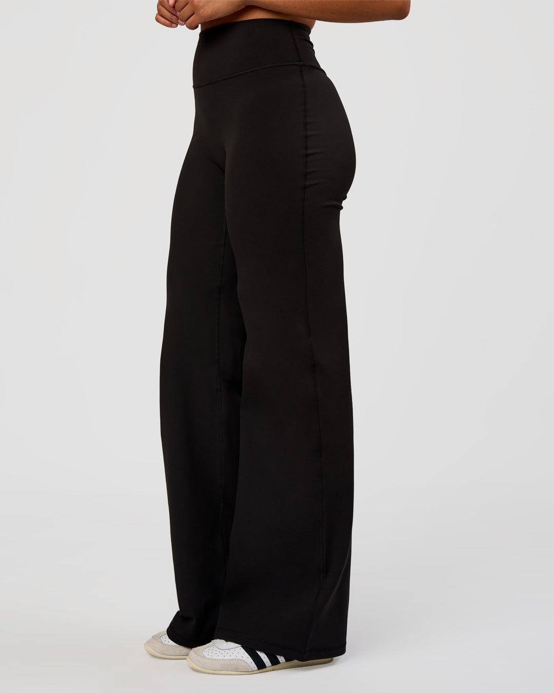 Woman wearing Fusion V-Contour High-Rise Tall Pant - Black | Model:Rosie | Size:S - view 4
