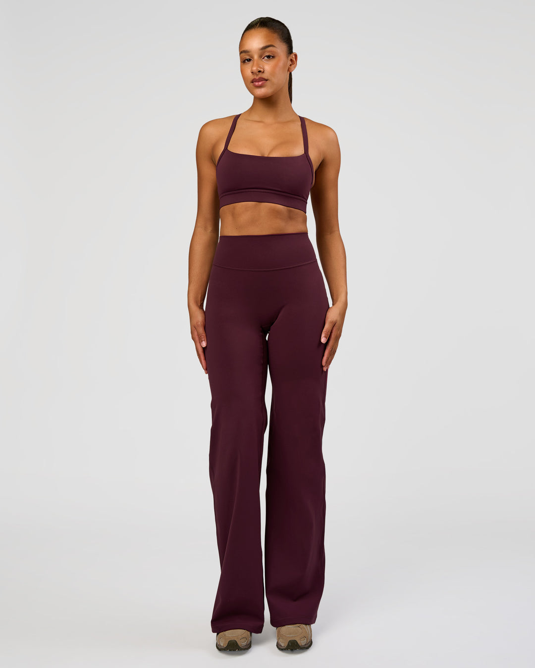 Woman wearing Fusion V-Contour High-Rise Tall Pant - Cherry Lacquer | Model:Rosie | Size:S - view 3