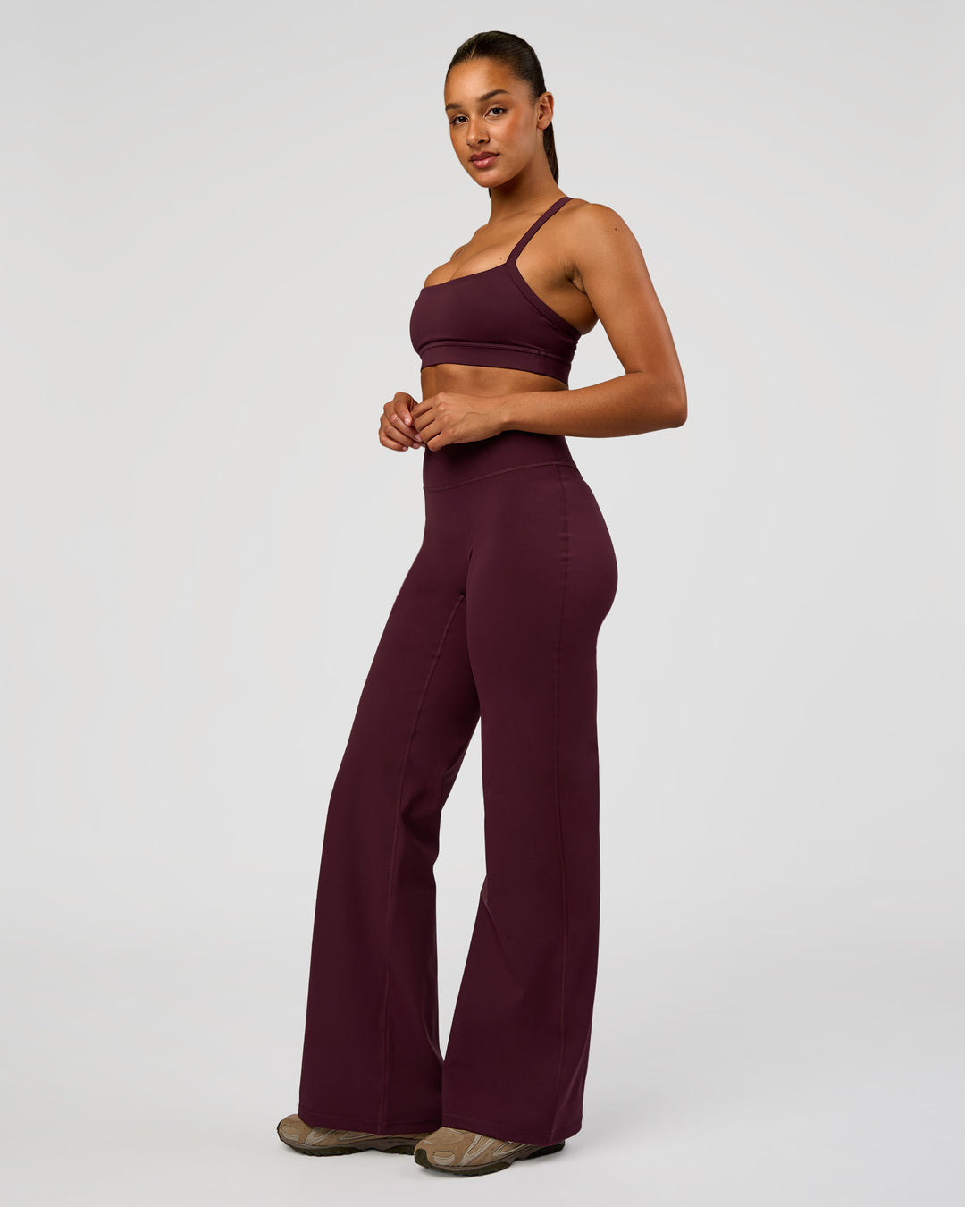 Woman wearing Fusion V-Contour High-Rise Tall Pant - Cherry Lacquer | Model:Rosie | Size:S - view 5