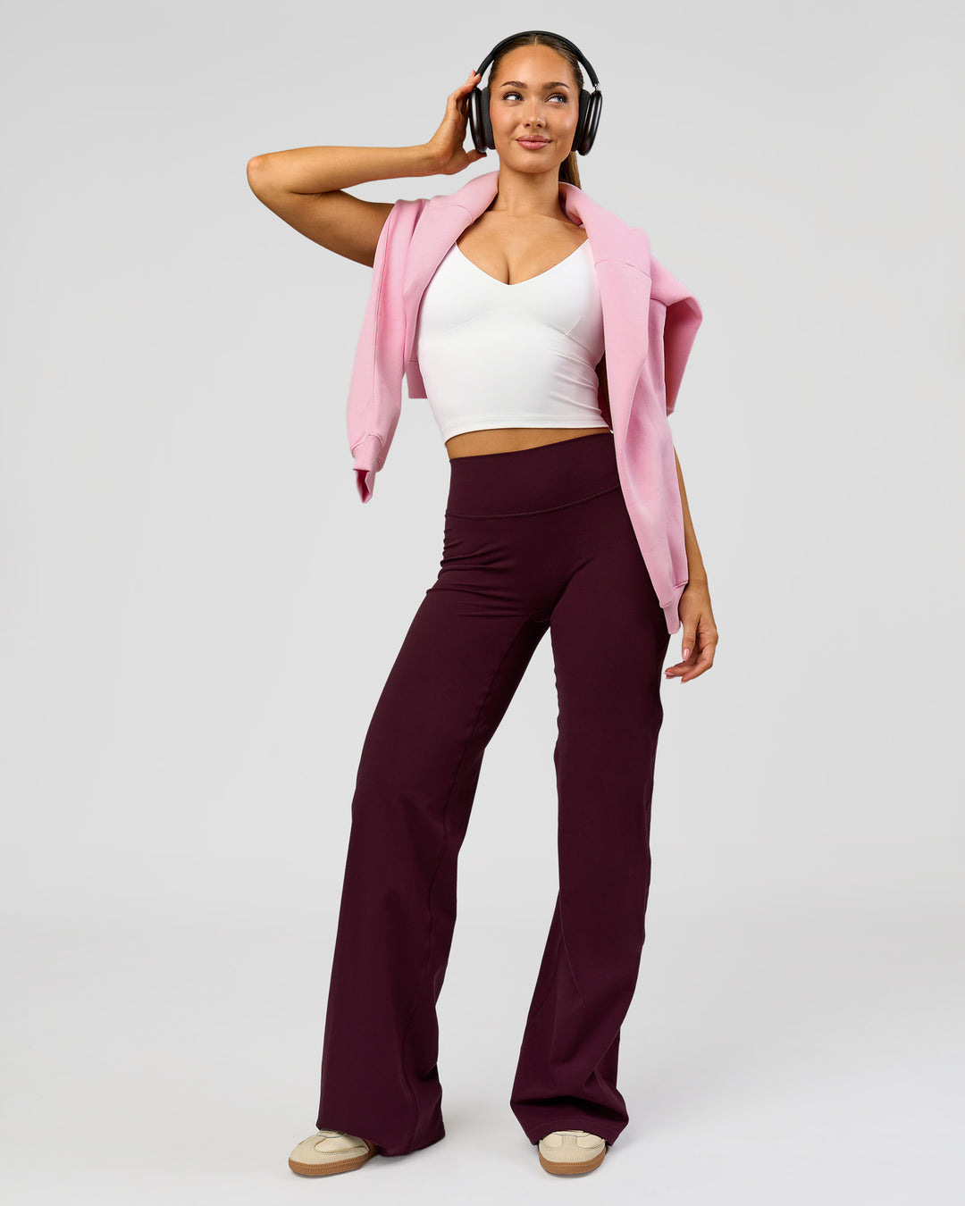 Woman wearing Fusion V-Contour High-Rise Tall Pant - Cherry Lacquer | Model:Claire | Size:S - view 8