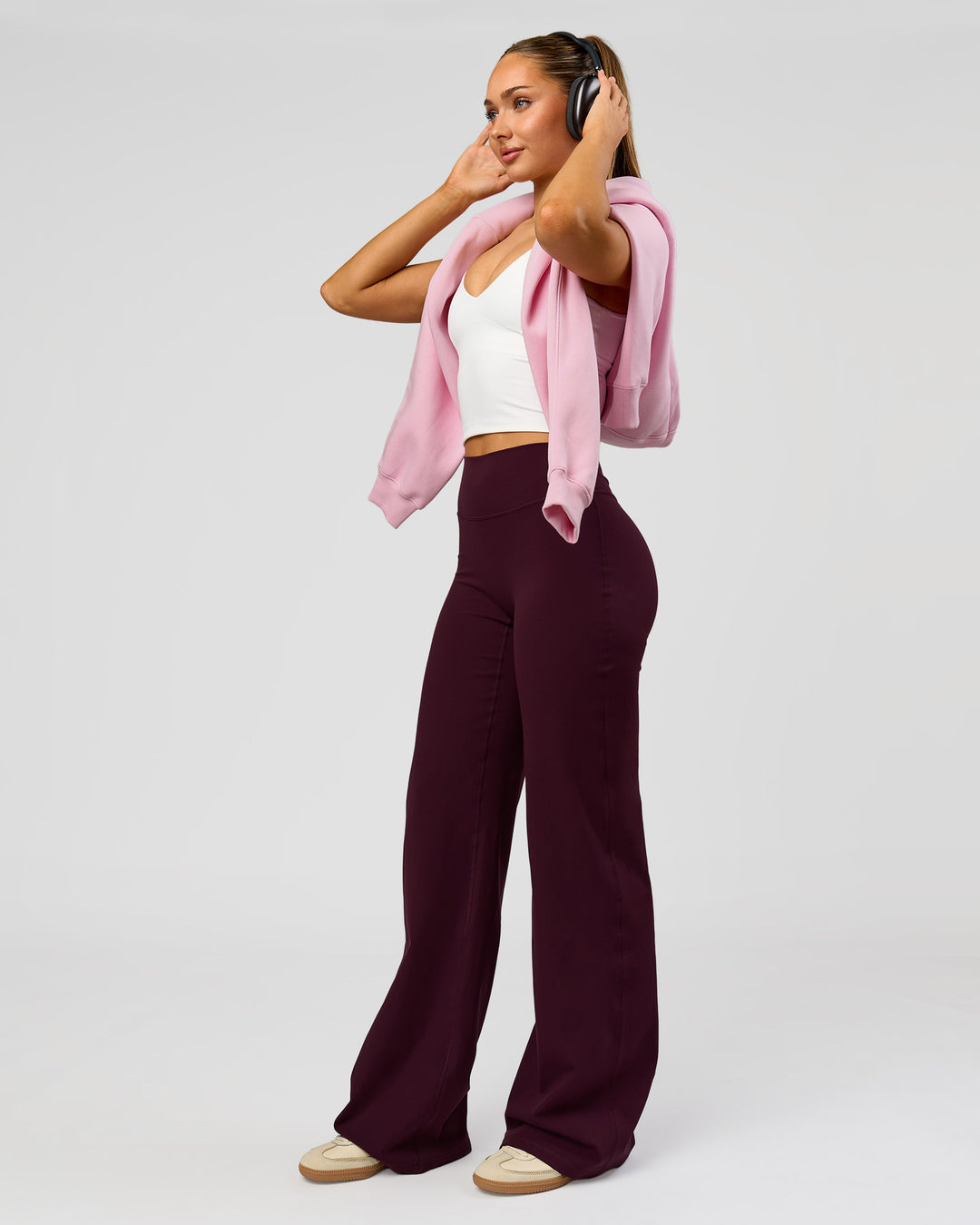 Woman wearing Fusion V-Contour High-Rise Tall Pant - Cherry Lacquer | Model:Claire | Size:S - view 6