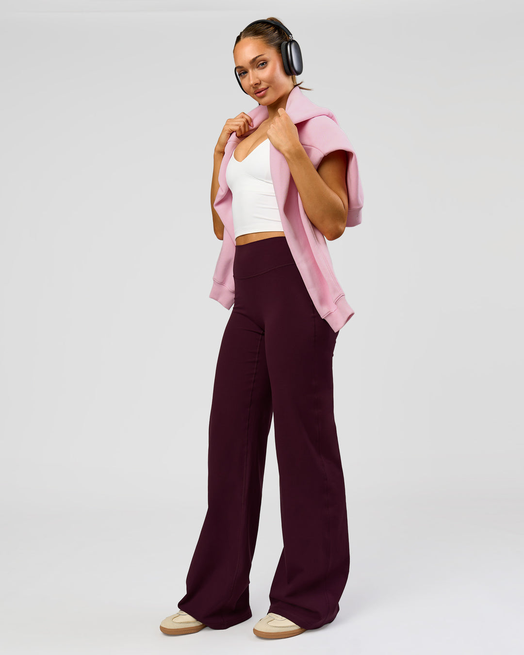 Woman wearing Fusion V-Contour High-Rise Tall Pant - Cherry Lacquer | Model:Claire | Size:S - view 9