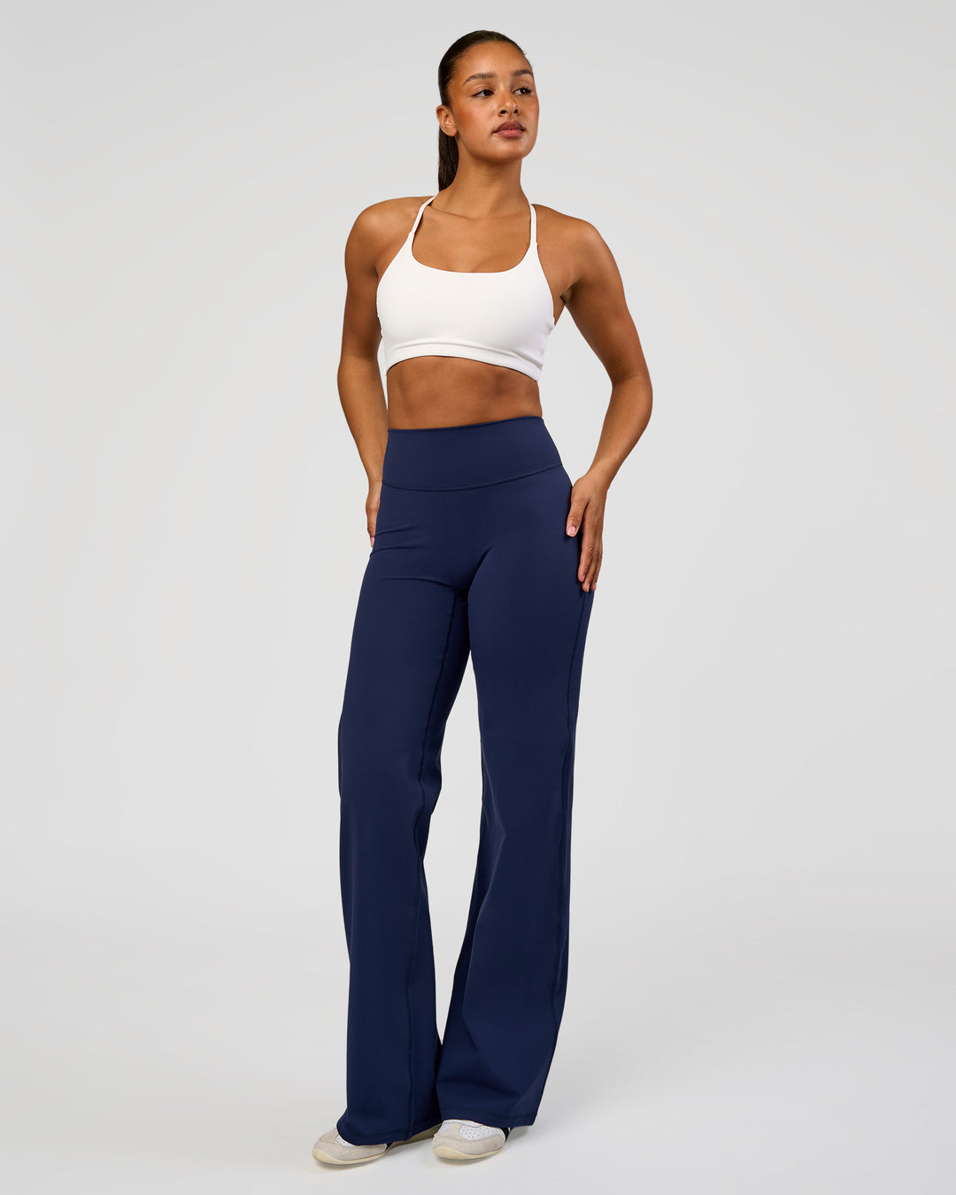 Woman wearing Fusion V-Contour High-Rise Tall Pant - Future Navy | Model:Rosie | Size:S - view 4