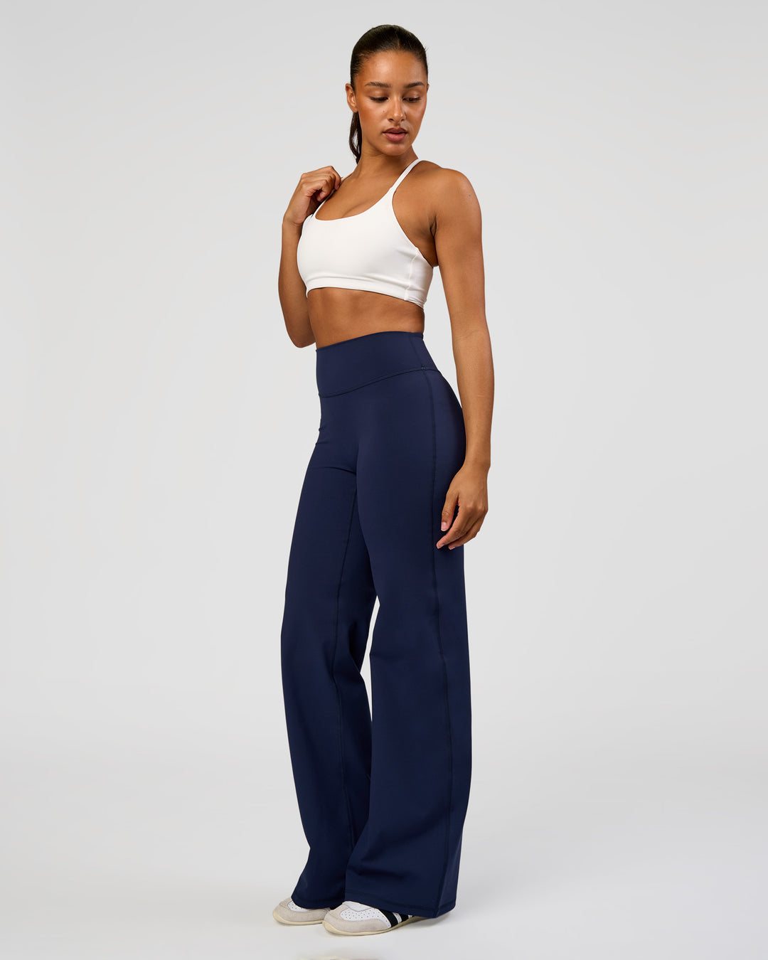Woman wearing Fusion V-Contour High-Rise Tall Pant - Future Navy | Model:Rosie | Size:S - view 5