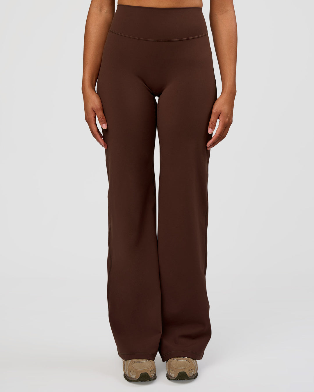 Woman wearing Fusion V-Contour High-Rise Tall Pant - Hot Chocolate | Model:Rosie | Size:S - view 1