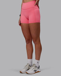 Woman wearing Fusion Ultra High-Rise 4" Short Pockets - Pink Lemonade | Model:Shae | Size:S | Thumbnail Index: 8