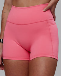 Woman wearing Fusion Ultra High-Rise 4" Short Pockets - Pink Lemonade | Model:Shae | Size:S | Thumbnail Index: 6