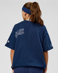 Woman wearing GG Heavyweight Oversized Tee - Future Navy | Model:Grace | Size:S | Thumbnail Index: 21
