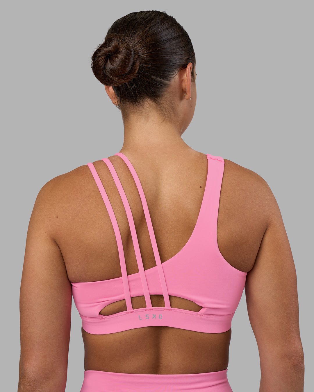 Woman wearing Galvanise Sports Bra 2.0 - Candy Pink | Model:Keisha | Size:S - view 2
