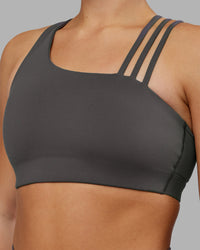 Woman wearing Galvanise Sports Bra 2.0 - Dark Storm | Set:true | Angle:closeup | Model:Keisha | Size:S | Thumbnail Index: 4