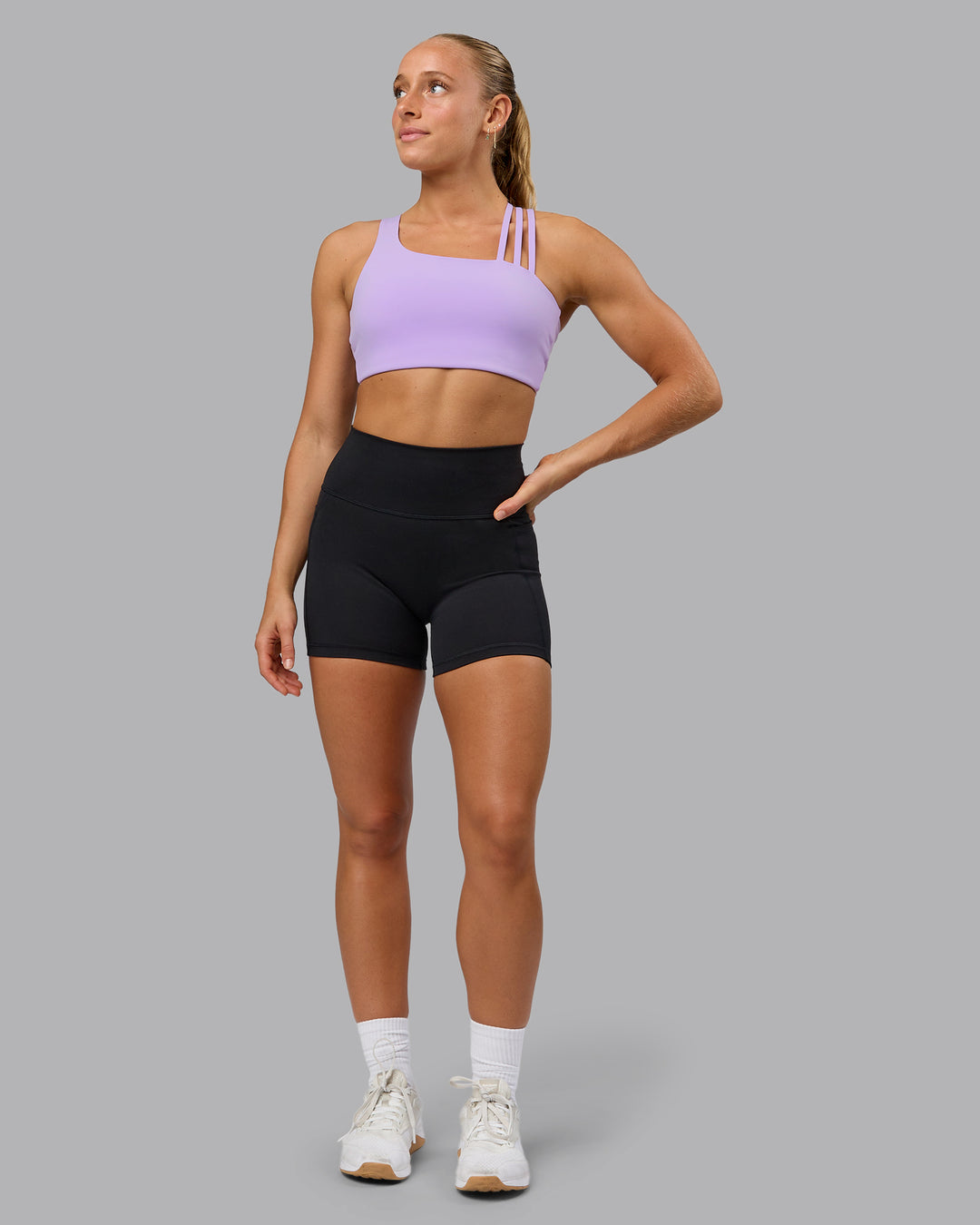 Woman wearing Galvanise Sports Bra - Pale Lilac - view 5