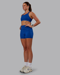 Woman wearing Genesis Layered Sports Bra - Blue Quartz | Model:Phoebe | Size:S | Thumbnail Index: 6