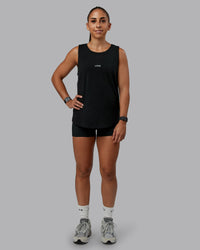 Woman wearing Go-To FLXCotton Longline Tank - Black-White | Size:S | Model:Tylah | Thumbnail Index: 4