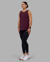 Woman wearing Go-To FLXCotton Longline Tank - Cherry Lacquer-White | Model:Keisha | Size:S | Thumbnail Index: 3
