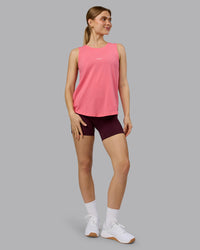 Woman wearing Go-To FLXCotton Longline Tank - Pink Lemonade-White | Model:Emilie | Size:S | Thumbnail Index: 4