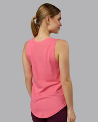 Woman wearing Go-To FLXCotton Longline Tank - Pink Lemonade-White | Model:Emilie | Size:S | Thumbnail Index: 3