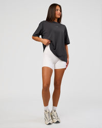 Woman wearing Go-To FLXCotton Oversized Tee - Dark Storm-White | Model:Bianca | Size:S | Thumbnail Index: 5