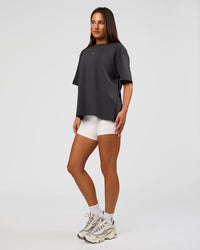 Woman wearing Go-To FLXCotton Oversized Tee - Dark Storm-White | Model:Bianca | Size:S | Thumbnail Index: 2
