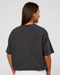 Woman wearing Go-To FLXCotton Oversized Tee - Dark Storm-White | Model:Bianca | Size:S | Thumbnail Index: 3