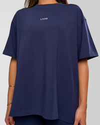 Woman wearing Go-To FLXCotton Oversized Tee - Future Navy-White | Model:Bianca | Size:S | Thumbnail Index: 5