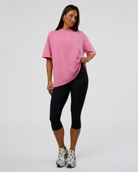 Woman wearing Go-To FLXCotton Oversized Tee - Sugar Plum Washed | Model:Bianca | Size:S | Thumbnail Index: 1