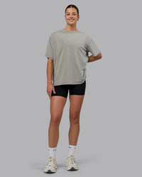 Woman wearing Go-To FLXCotton Oversized Tee Washed - Elephant | Thumbnail Index: 4