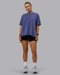 Woman wearing Go-To FLXCotton Oversized Tee Washed - Future Dusk | Thumbnail Index: 1