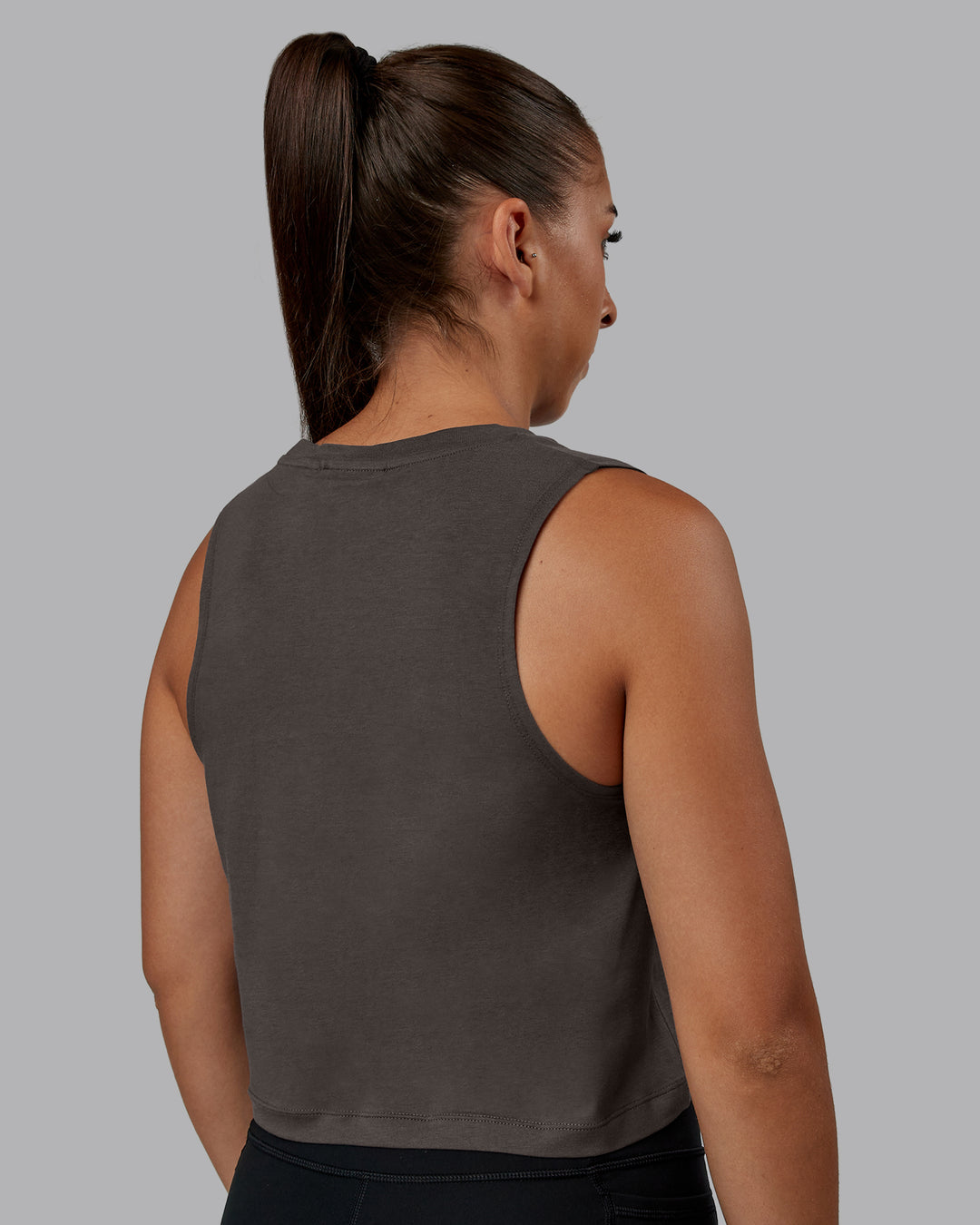 Woman wearing Go-To FLXCotton Tank in Dark Storm-White | Size:S | Model:Tylah - view 2