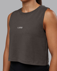 Woman wearing Go-To FLXCotton Tank in Dark Storm-White | Size:S | Model:Tylah | Thumbnail Index: 3