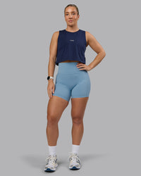 Woman wearing Go-To FLXCotton Tank - Future Navy-White | Thumbnail Index: 6