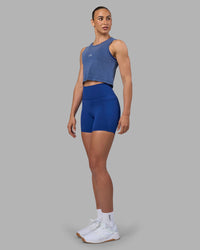 Woman wearing Go-To FLXCotton Tank - Midnight Blue Washed-White | Model:Sophie | Size:S | Thumbnail Index: 3