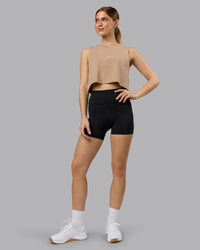 Woman wearing Go-To FLXCotton Tank - Warm Smoke-White | Model:Emilie | Size:S | Thumbnail Index: 1