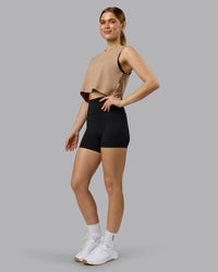 Woman wearing Go-To FLXCotton Tank - Warm Smoke-White | Model:Emilie | Size:S | Thumbnail Index: 4