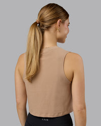 Woman wearing Go-To FLXCotton Tank - Warm Smoke-White | Model:Emilie | Size:S | Thumbnail Index: 2