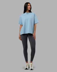 Woman wearing Go-To Heavyweight Oversized Tee - Glacier Lake | Model:Rhiley | Size:S | Thumbnail Index: 1