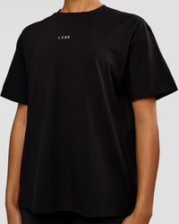 Woman wearing Go-To Love The Process FLXCotton Tee - Black-Palace Blue | Model:Rosie | Size:S | Thumbnail Index: 3