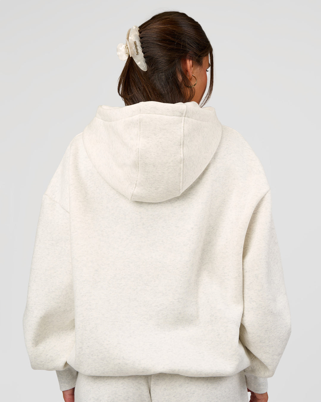 Woman wearing Go-To Oversized Hoodie - Silver Marl | Model:Bianca | Size:S - view 6