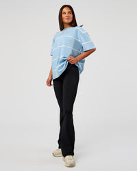 Woman wearing Go-To Stripe FLXCotton Oversized Tee - Open Air-White | Model:Bianca | Size:S | Thumbnail Index: 2