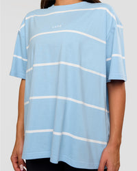 Woman wearing Go-To Stripe FLXCotton Oversized Tee - Open Air-White | Model:Bianca | Size:S | Thumbnail Index: 5