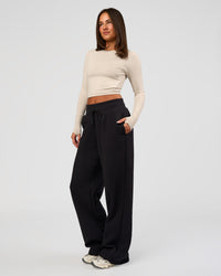 Woman wearing Go-To Wide Leg Track Pant - Black | Model:Bianca | Size:S | Thumbnail Index: 9